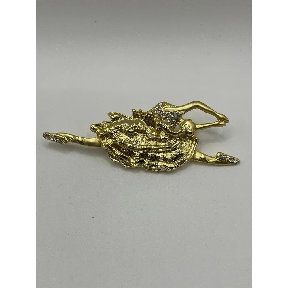 Vintage Dancing Ballerina Brooch Danecraft Gold Tone